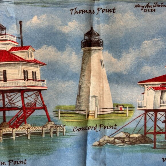 Lighthouses Fenwick Assateague Thomas Point Outdoor Flag Blue Mary Lou Troutman - Picture 8 of 14